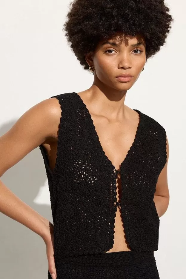 Faithfull The Brand Alejandreas Handmade Crochet Vest Black> Tops