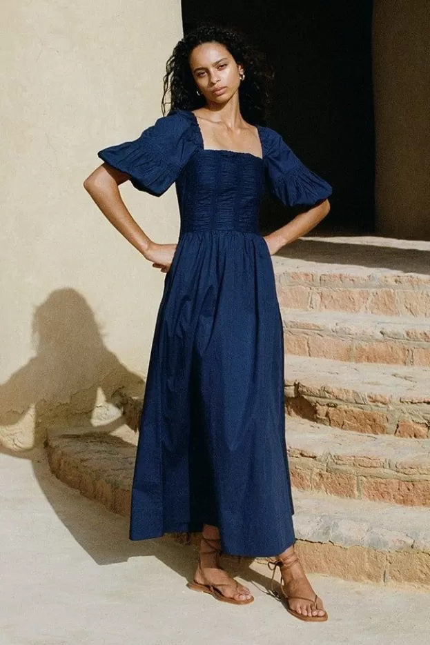 Faithfull The Brand Belisario Midi Dress Midnight Blue> Dresses