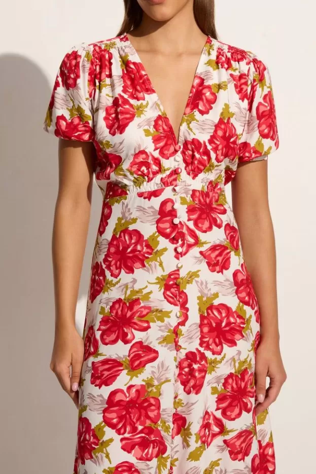 Faithfull The Brand Bellavista Midi Dress Isadora Floral Red> Dresses