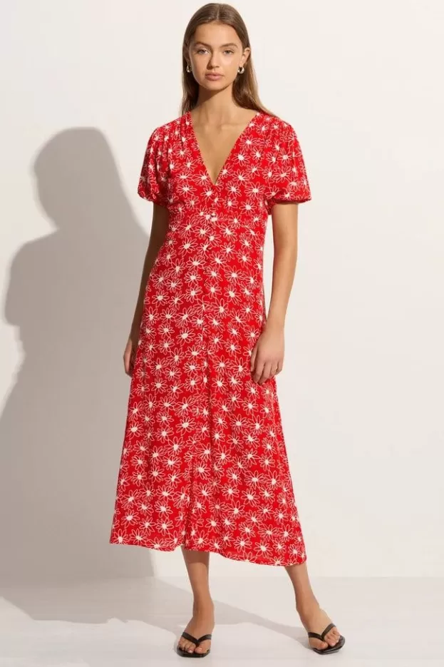 Faithfull The Brand Bellavista Midi Dress La Isla Floral Red (Exclusive)> Dresses