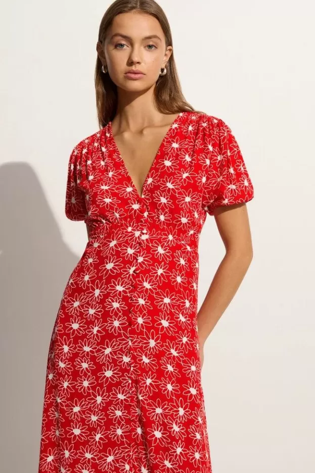 Faithfull The Brand Bellavista Midi Dress La Isla Floral Red (Exclusive)> Dresses