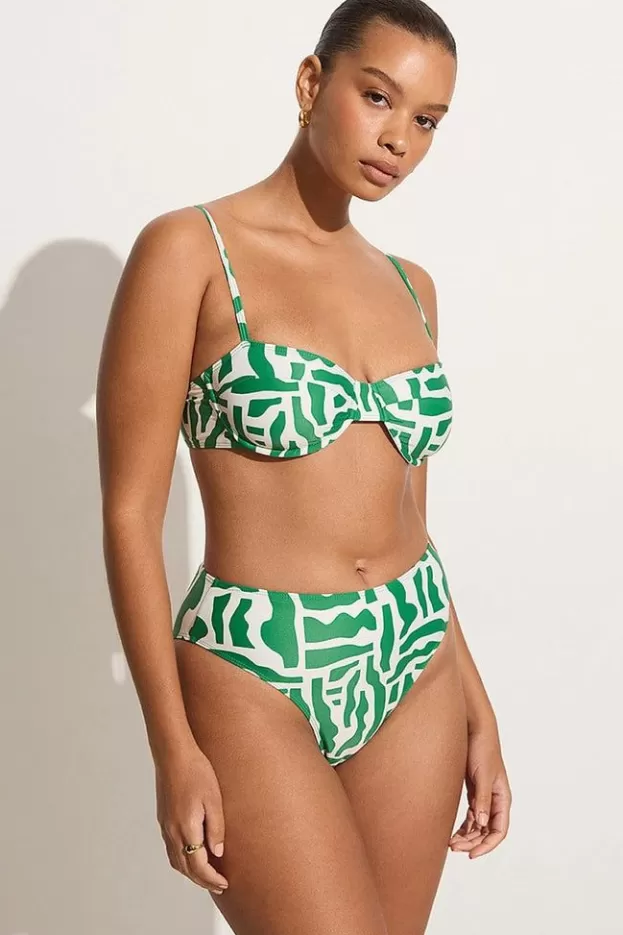 Faithfull The Brand Chania Bikini Bottoms Tulli Print Green - Final Sale> Swim