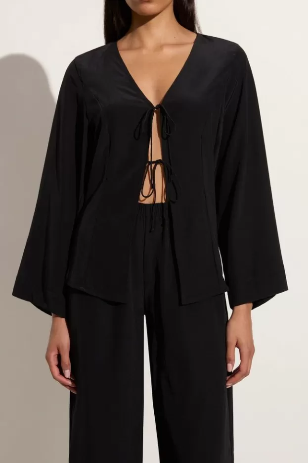 Faithfull The Brand Conero Tie Top Black> Tops