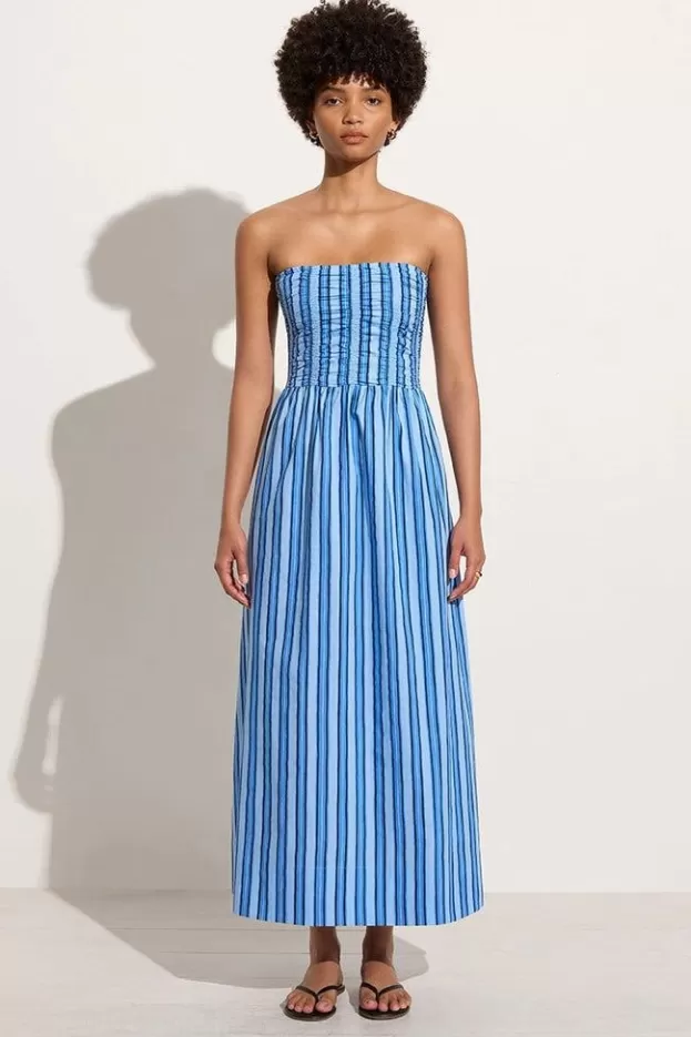 Faithfull The Brand Dominquez Midi Dress Akaia Stripe Blue> Dresses