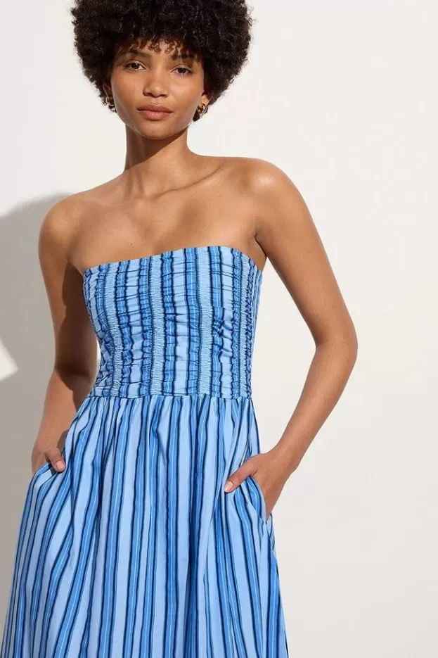 Faithfull The Brand Dominquez Midi Dress Akaia Stripe Blue> Dresses