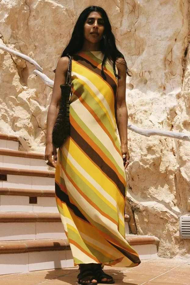 Faithfull The Brand Esposende Midi Dress Cisco Stripe Sun> Dresses