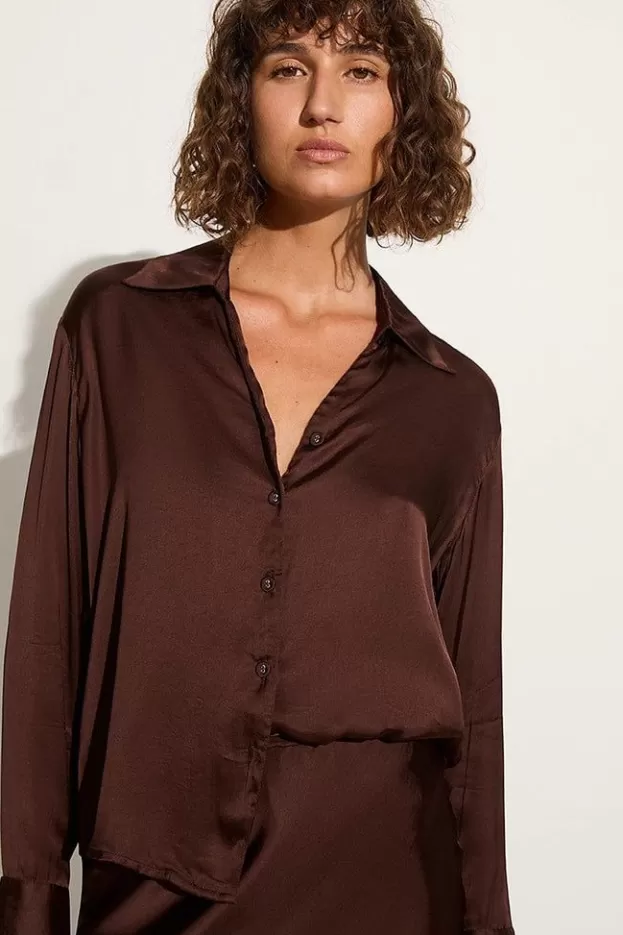 Faithfull The Brand Francisca Shirt Dark Truffle> Tops