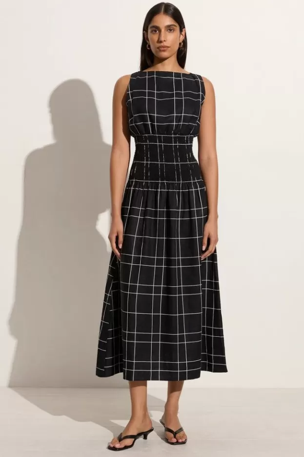 Faithfull The Brand La Canella Midi Dress Letizia Check Black> Dresses