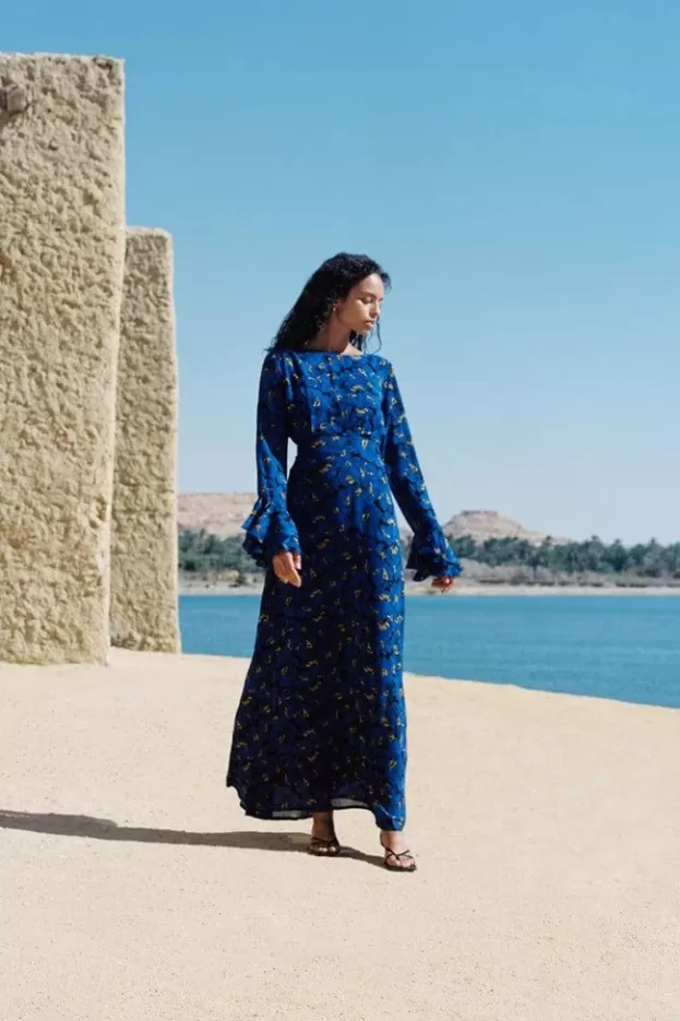 Faithfull The Brand La Joya Maxi Dress El Limon Floral Blue> Dresses