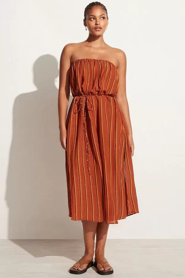 Faithfull The Brand Luannah Midi Dress Aria Stripe Print - Final Sale> Dresses