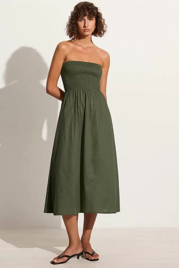 Faithfull The Brand Madella Midi Dress Pine> Dresses