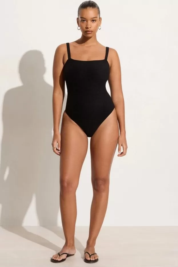 Faithfull The Brand Marilena One Piece Black Towelling - Final Sale> Swim