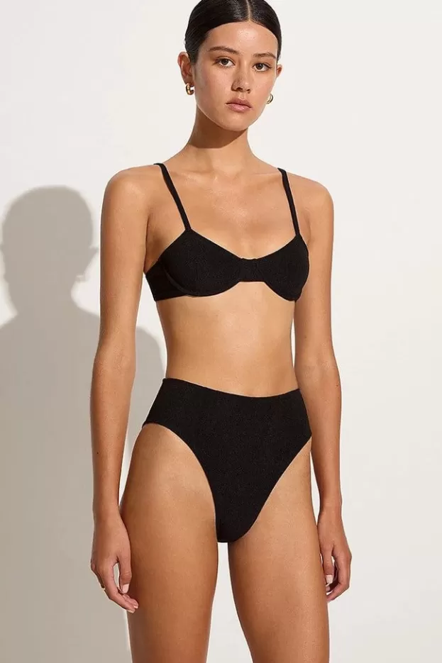 Faithfull The Brand Maxime Bikini Top Black Towelling - Final Sale> Swim