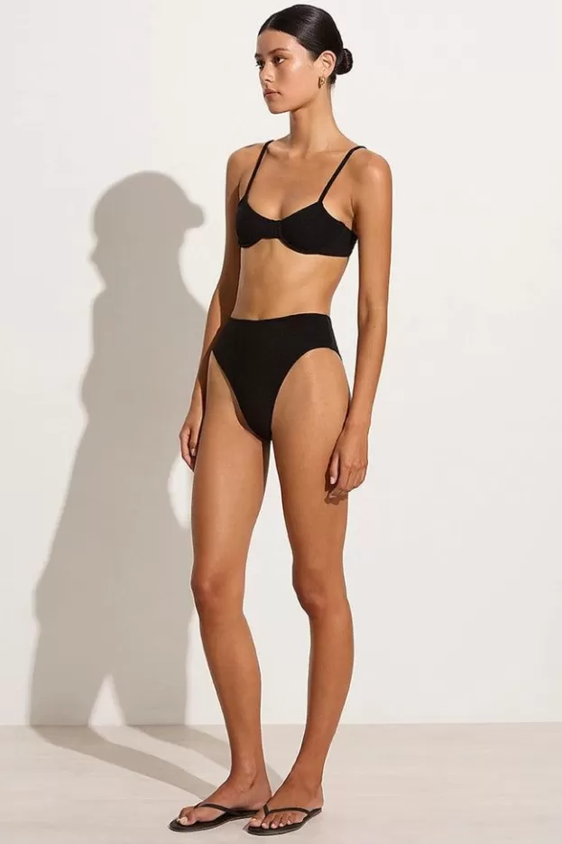 Faithfull The Brand Maxime Bikini Top Black Towelling - Final Sale> Swim