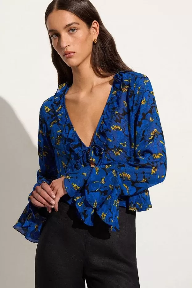 Faithfull The Brand Montenegro Top El Limon Floral Blue> Tops