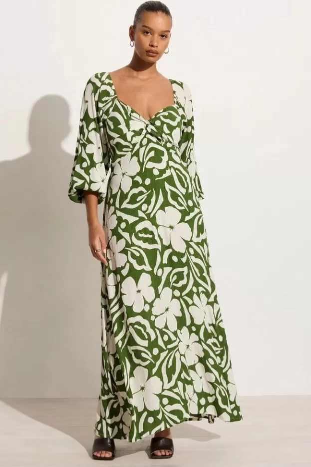 Faithfull The Brand Ondina Midi Dress Pavito Floral Olive - Final Sale> Dresses