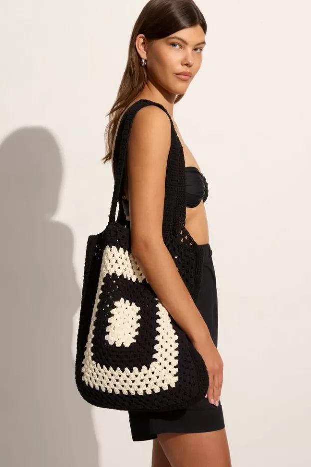 Faithfull The Brand Ostia Crochet Bag Black/Off White> Accessories