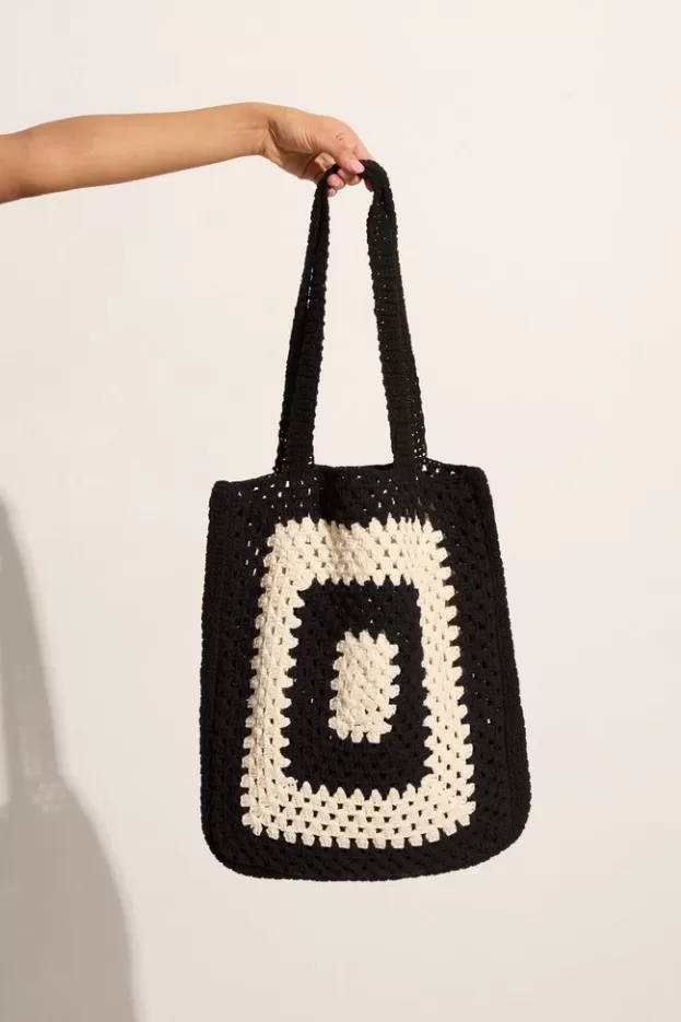 Faithfull The Brand Ostia Crochet Bag Black/Off White> Accessories