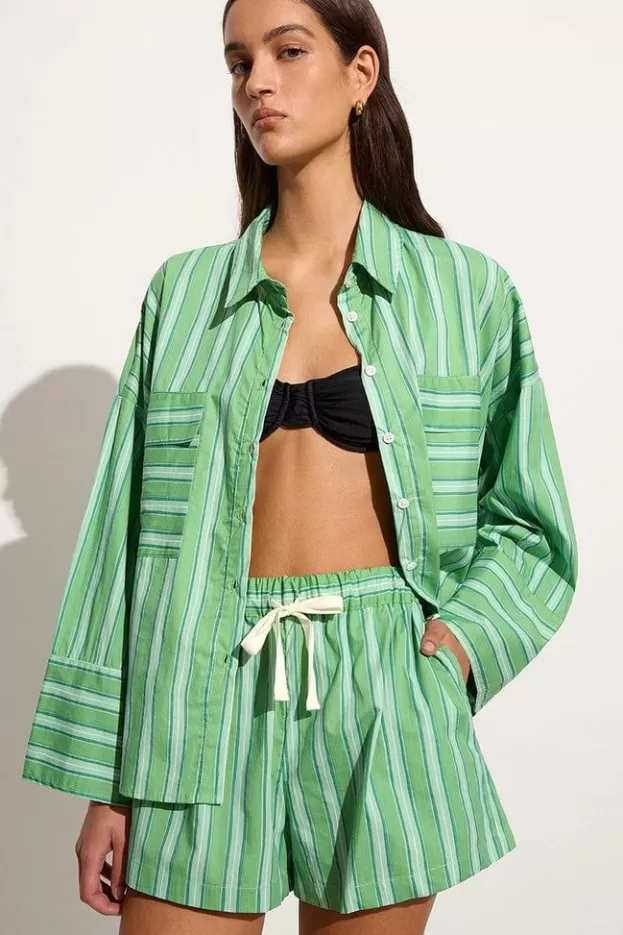 Faithfull The Brand Tasha Shirt Akaia Stripe Green> Tops