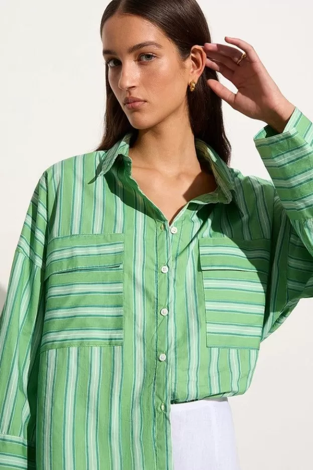 Faithfull The Brand Tasha Shirt Akaia Stripe Green> Tops