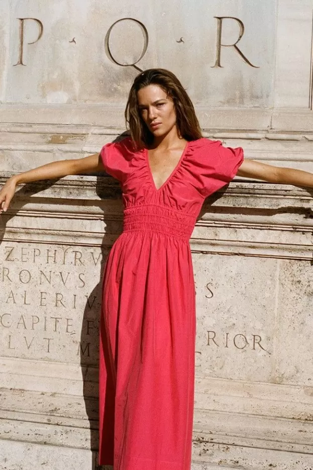 Faithfull The Brand Teatro Midi Dress Crimson> Dresses