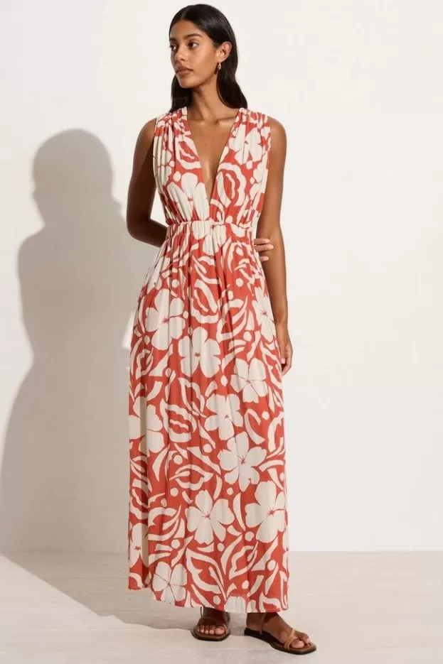 Faithfull The Brand Tropicale Midi Dress Pavito Floral Watermelon - Final Sale> Dresses